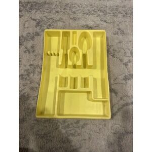 Silverware Flatware Drawer Organizer‎ Tray VTG Yellow Kitchen Knife Fork Spoon